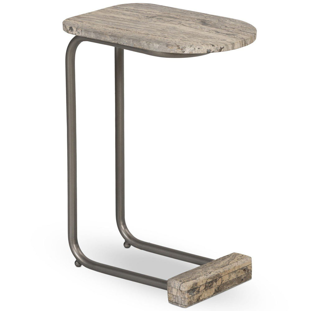 Pixie End Table, Grey Stripe Travertine by Four Hands-Furniture - Accent Tables-High Fashion Home
