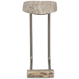 Pixie End Table, Grey Stripe Travertine by Four Hands-Furniture - Accent Tables-High Fashion Home