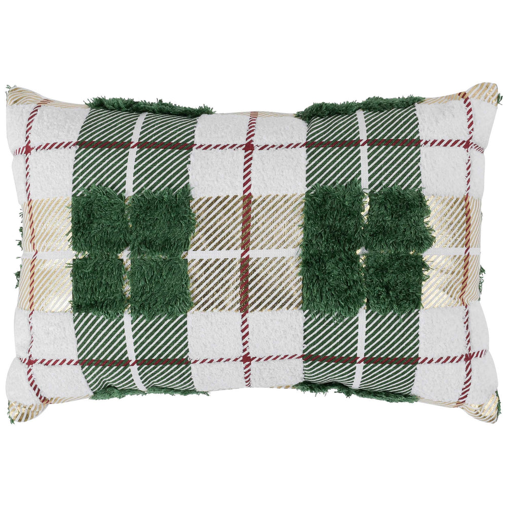 Plaid Texture Lumbar Pillow, Green-Accessories-High Fashion Home