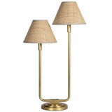 Polly Double Arm Table Lamp, Natural Brass/Rattan-Lighting-High Fashion Home