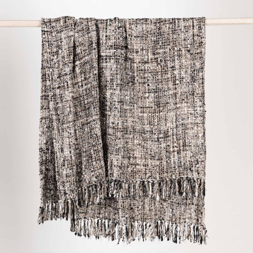 Porter Throw, Black/Ivory