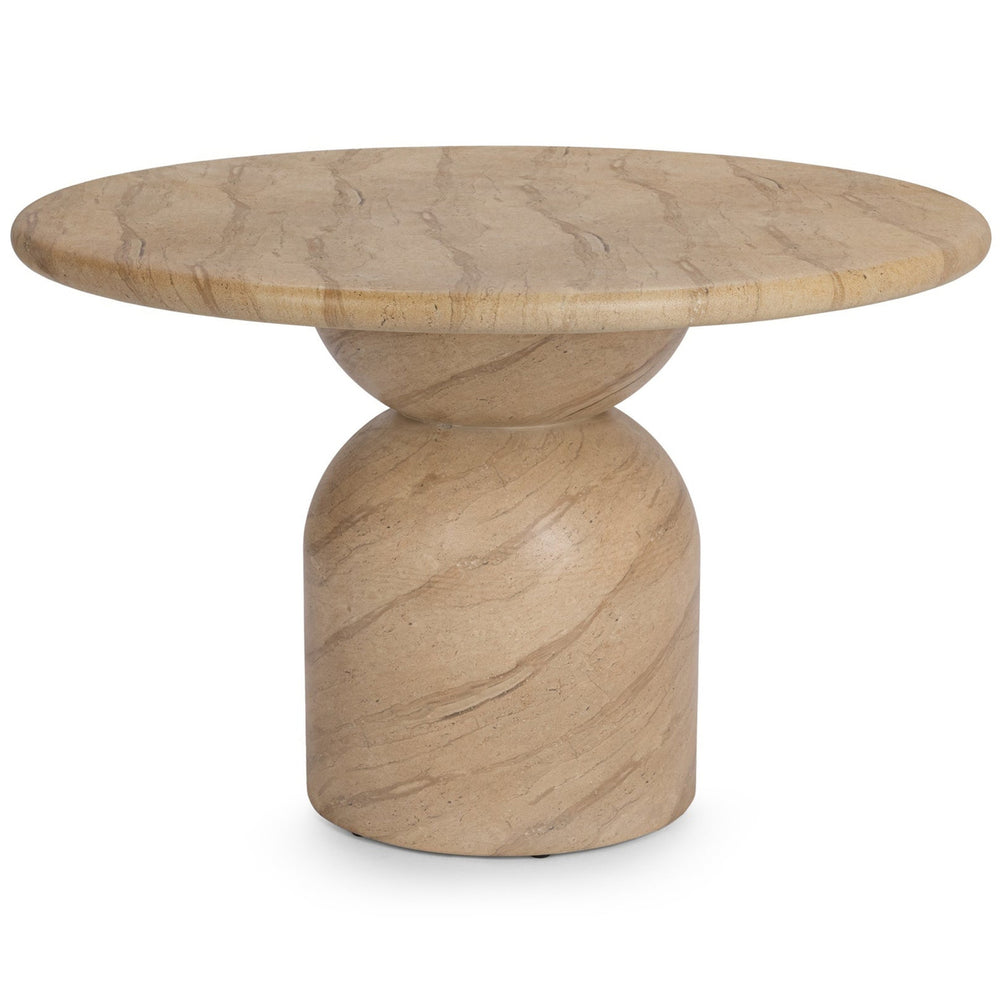 Portola Outdoor Round Dining Table, Beige-Furniture - Outdoor-High Fashion Home