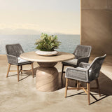 Portola Outdoor Round Dining Table, Beige-Furniture - Outdoor-High Fashion Home