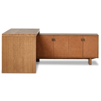Posada L-Shaped Desk, Amber-Furniture - Office-High Fashion Home