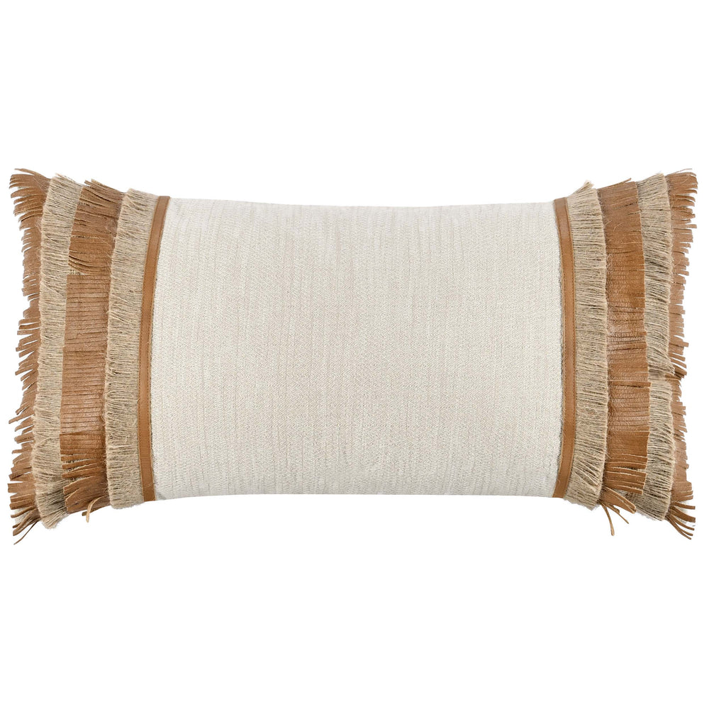 Pottery Leather Lumbar Pillow, Chestnut/Natural-Accessories-High Fashion Home