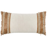 Pottery Leather Lumbar Pillow, Chestnut/Natural-Accessories-High Fashion Home