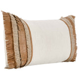 Pottery Leather Lumbar Pillow, Chestnut/Natural-Accessories-High Fashion Home