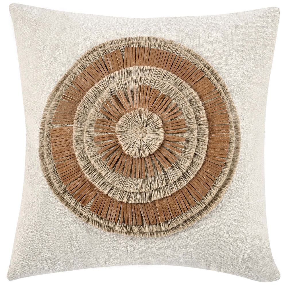 Pueblo Leather Pillow, Chestnut/Natural-Accessories-High Fashion Home