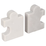 Puzzle Piece Bookends, White-Accessories-High Fashion Home