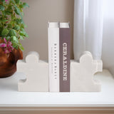 Puzzle Piece Bookends, White-Accessories-High Fashion Home