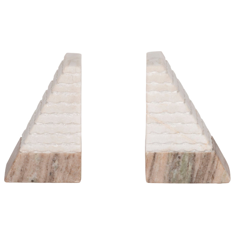 Pyramid Bookends, White/Onyx-Accessories-High Fashion Home
