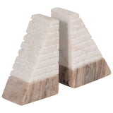 Pyramid Bookends, White/Onyx-Accessories-High Fashion Home