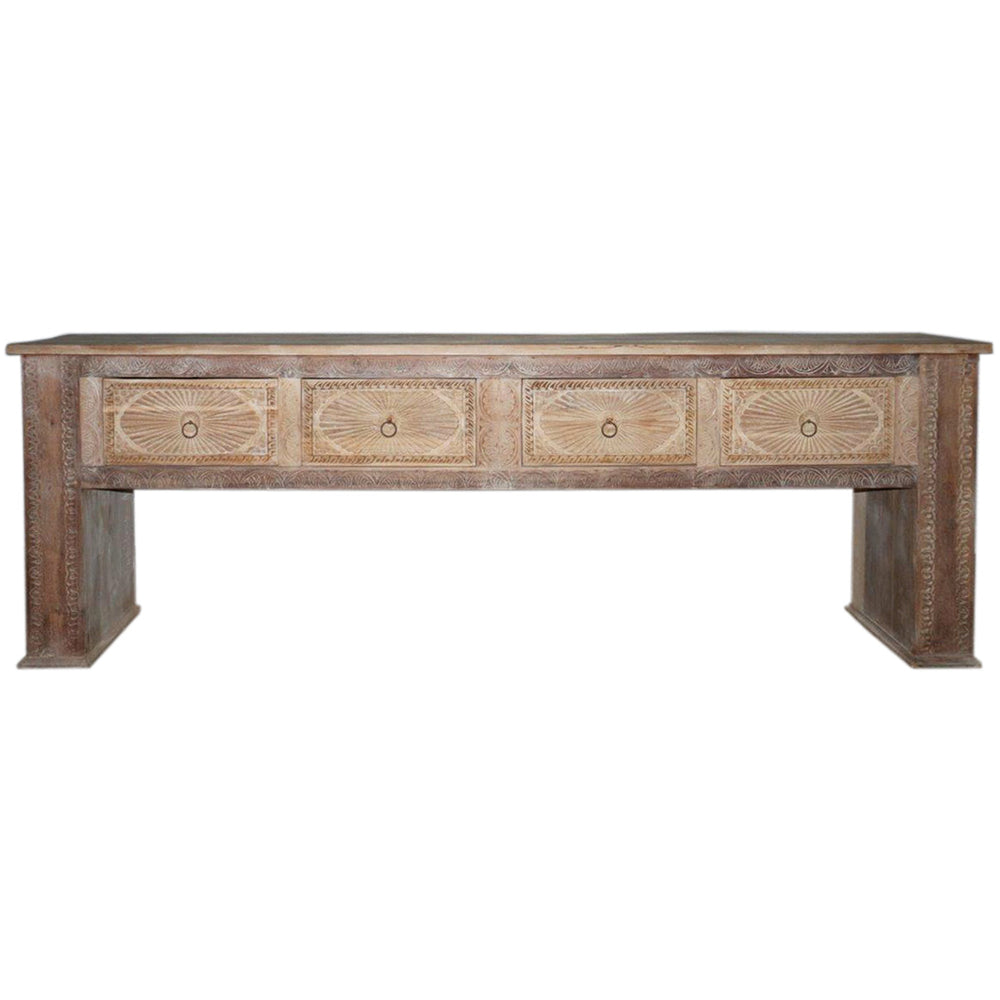 Qena 4 Drawer Console Table, Butterwood Blend-Furniture - Storage-High Fashion Home