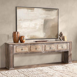Qena 4 Drawer Console Table, Butterwood Blend-Furniture - Storage-High Fashion Home