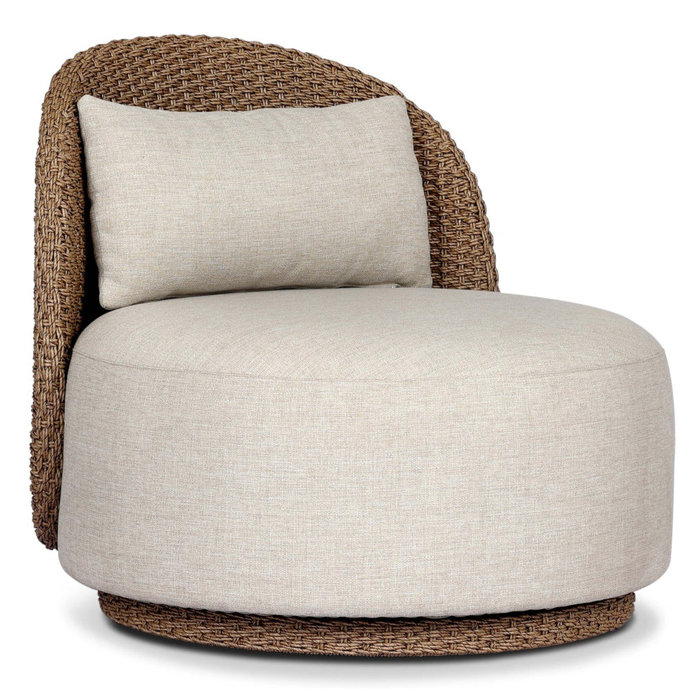 Quaid Outdoor Swivel Chair, Alessi Buff/Woven by Four Hands-Furniture - Chair-High Fashion Home