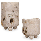 Quarried Stone Candleholders, Natural, Set of 2