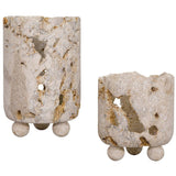 Quarried Stone Candleholders, Natural, Set of 2