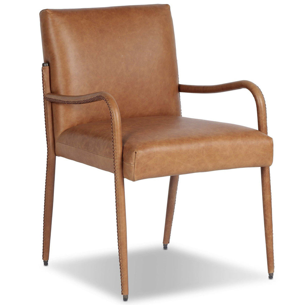 Quill Leather Dining Armchair, Chaps Saddle by Four Hands-Furniture - Dining-High Fashion Home