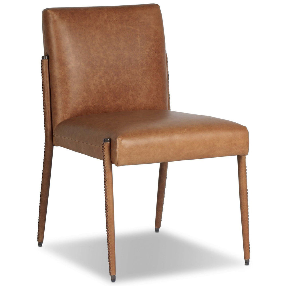 Quill Leather Dining Chair, Chaps Saddle, Set of 2 by Four Hands-Furniture - Dining-High Fashion Home