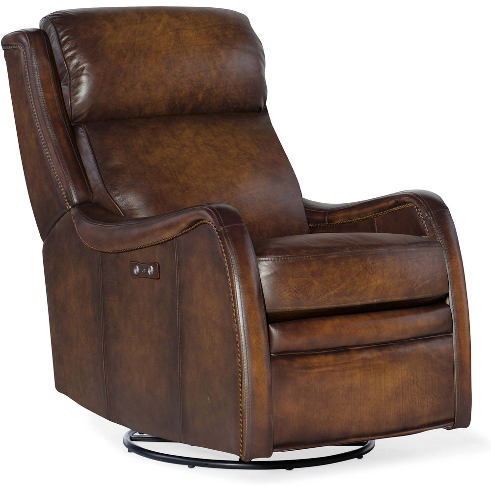 Stark Leather Power Swivel Glider Recliner, Brindisi San Marco-Furniture - Chair-High Fashion Home