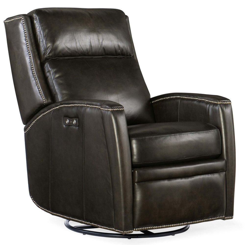 Declan Leather Power Swivel Glider Recliner, Brindisi Trinita-Furniture - Chairs-High Fashion Home