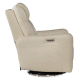 Steffen Leather Swivel Power Recliner, Aline Snow