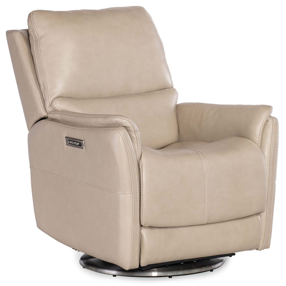 Soiree Leather Zero Gravity Swivel, Maverick Ivory-Furniture - Chairs-High Fashion Home