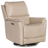 Soiree Leather Zero Gravity Swivel, Maverick Ivory-Furniture - Chairs-High Fashion Home