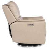 Soiree Leather Zero Gravity Swivel, Maverick Ivory-Furniture - Chairs-High Fashion Home