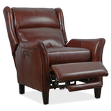 Henley Leather Power Recliner, Benjamin Burgundy-Furniture - Chairs-High Fashion Home