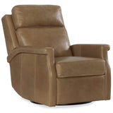 Kaufman Leather Swivel Power Recliner, Gwynette Mushroom