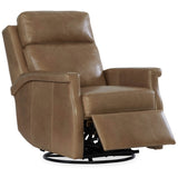 Kaufman Leather Swivel Power Recliner, Gwynette Mushroom
