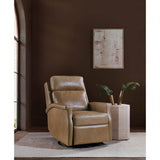 Kaufman Leather Swivel Power Recliner, Gwynette Mushroom