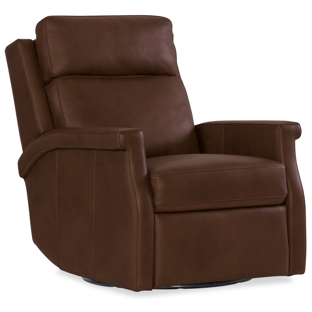 Kaufman Leather Swivel Power Recliner, Tatum Cocoa