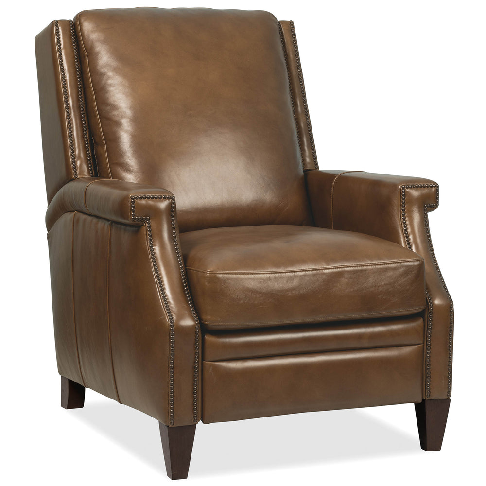 Collier Leather Press Back Recliner, Lawrence Chestnut