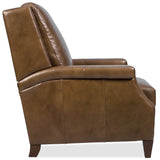 Collier Leather Press Back Recliner, Lawrence Chestnut