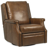 Collier Leather Power Swivel Glider Recliner, Lawrence Chestnut