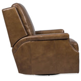 Collier Leather Power Swivel Glider Recliner, Lawrence Chestnut