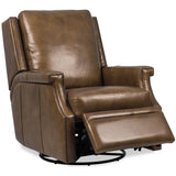 Collier Leather Power Swivel Glider Recliner, Lawrence Chestnut