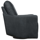 Lewis Leather Power Swivel Recliner, Cordoba Noir-Furniture - Chairs-High Fashion Home