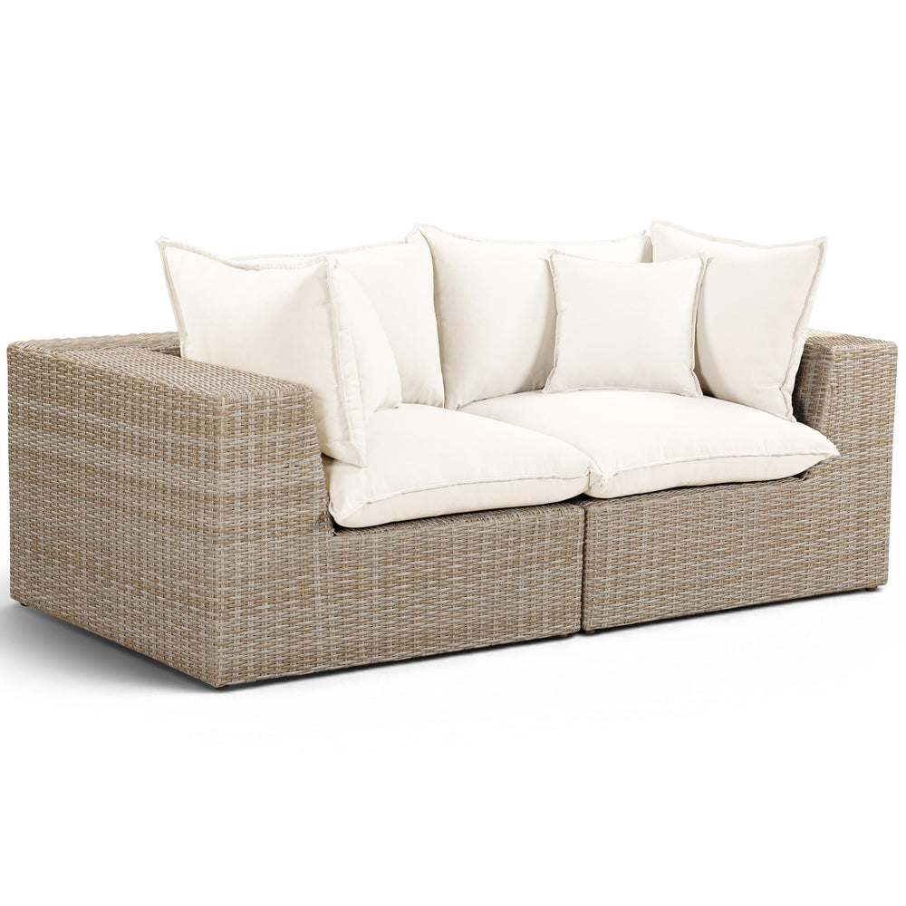 Cali Outdoor Loveseat, Cream/Natural Base