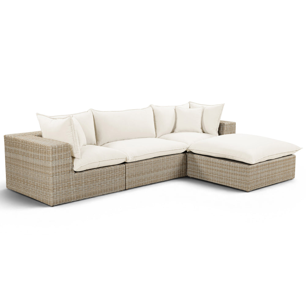 Cali 4 Piece Outdoor Sectional, Cream/Natural Base