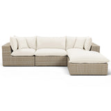Cali 4 Piece Outdoor Sectional, Cream/Natural Base