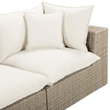 Cali 4 Piece Outdoor Sectional, Cream/Natural Base