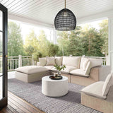 Cali 4 Piece Outdoor Sectional, Cream/Natural Base