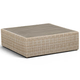 Cali Outdoor Ottoman, Cream/Natural Base