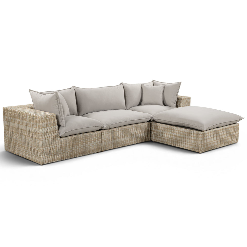 Cali 4 Piece Outdoor Sectional, Grey/Natural