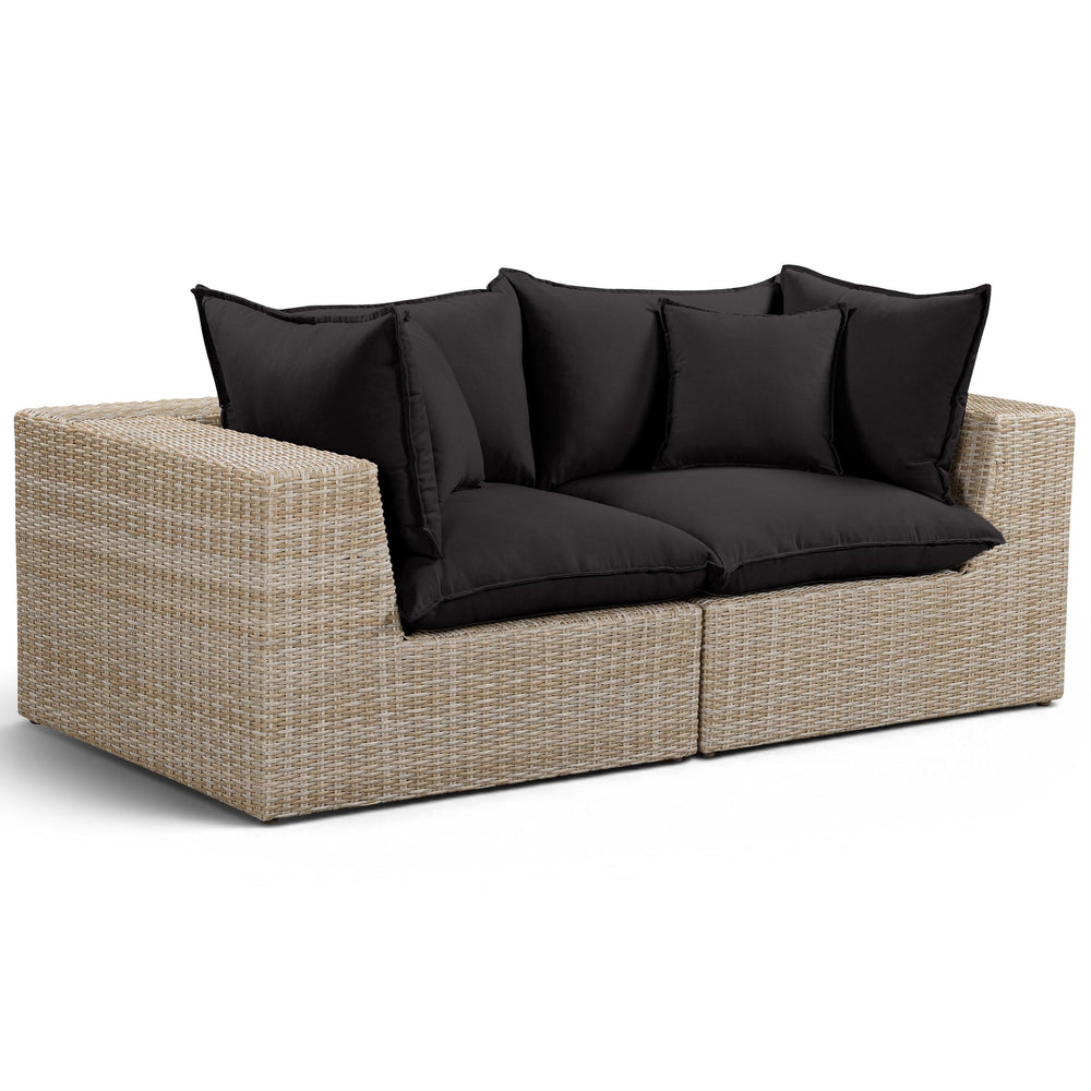 Cali Outdoor Loveseat, Black/Natural Base