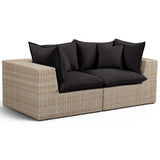 Cali Outdoor Loveseat, Black/Natural Base