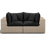 Cali Outdoor Loveseat, Black/Natural Base